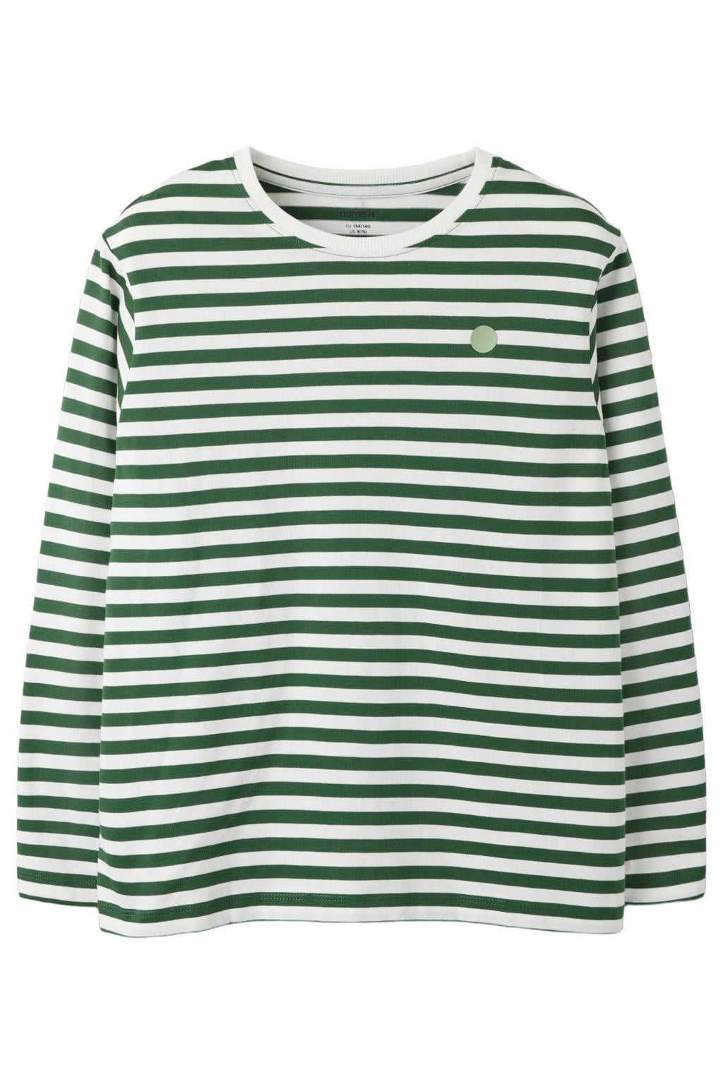 NAME IT KIDS gestreepte longsleeve - groen/wit