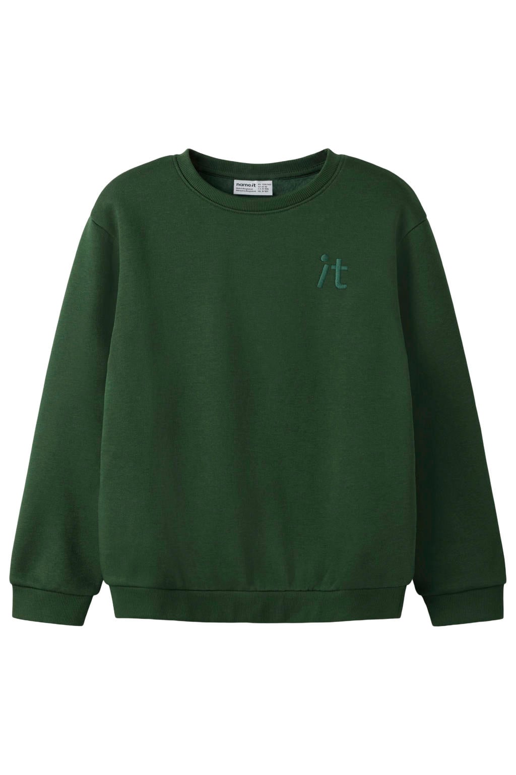 NAME IT KIDS sweater met borduursels - donkergroen
