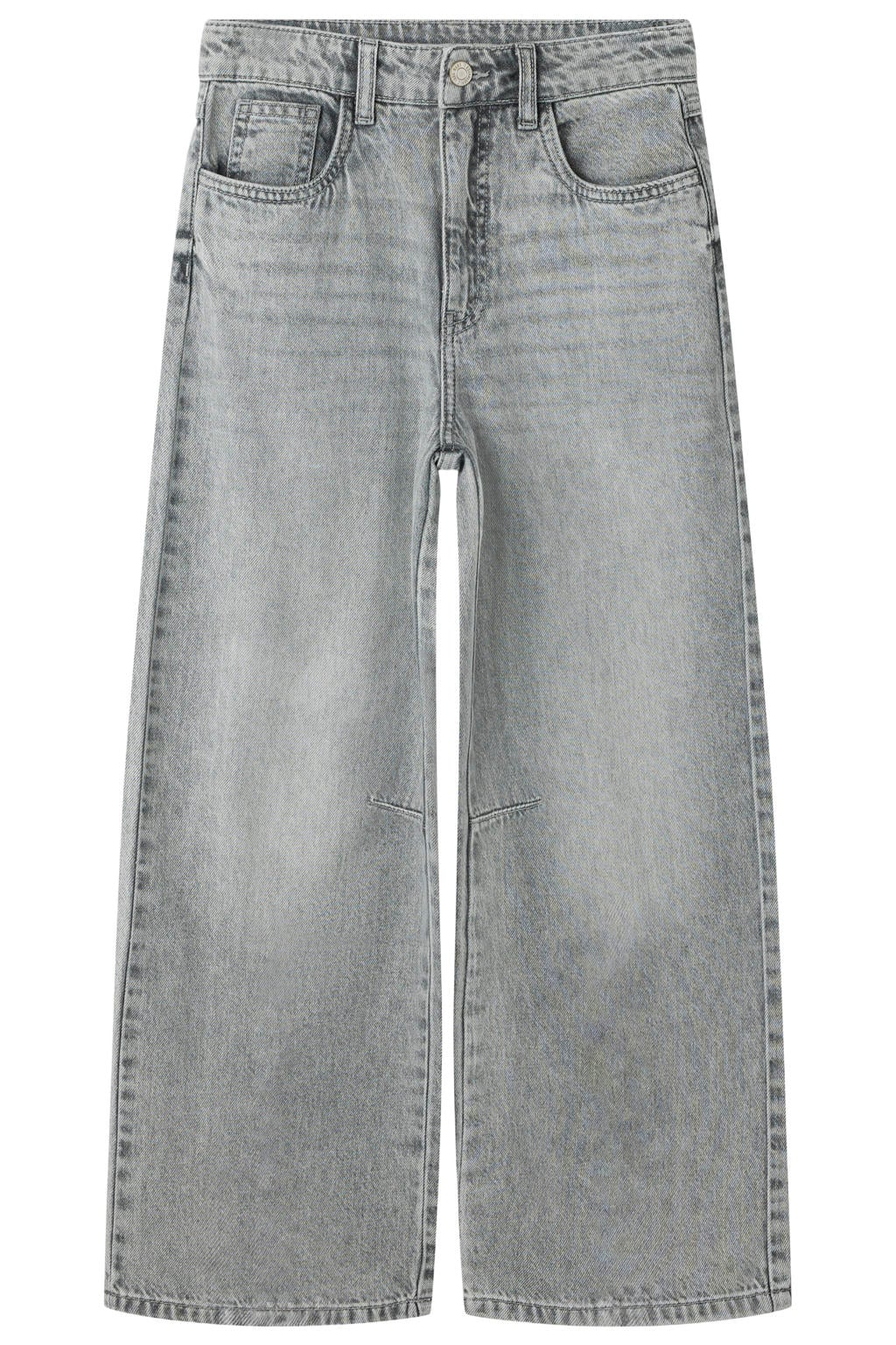 Grey denim jongens NAME IT KIDS wide leg jeans van denim met rits- en knoopsluiting en effen