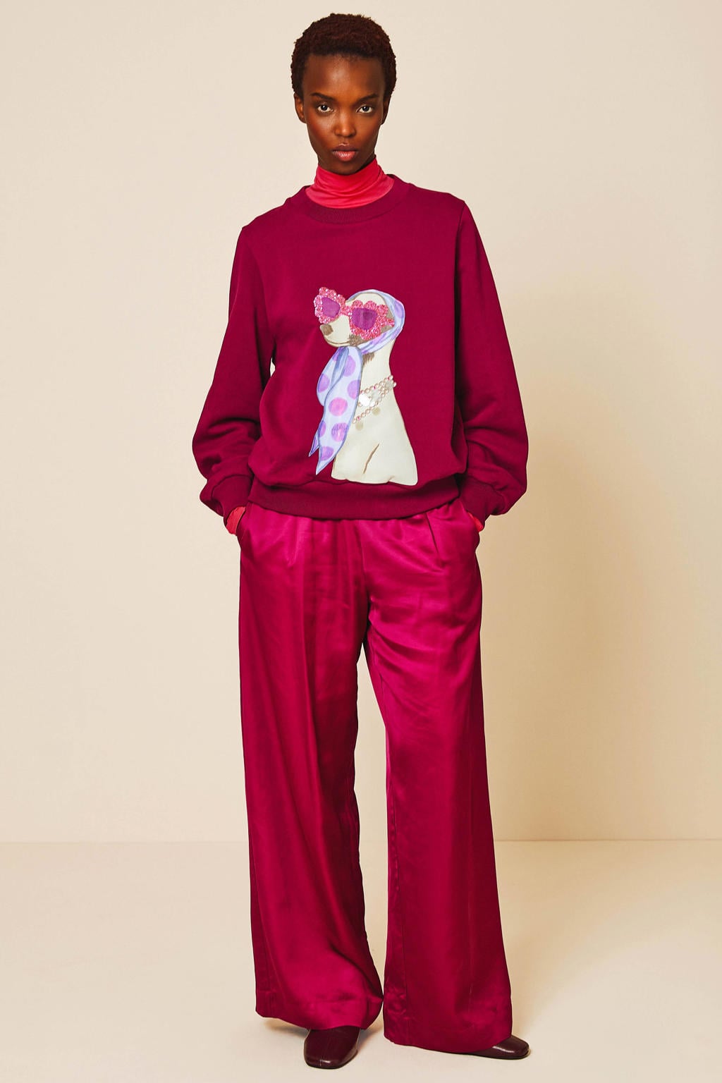 Oilily katoenen sweater met print - donkerrood