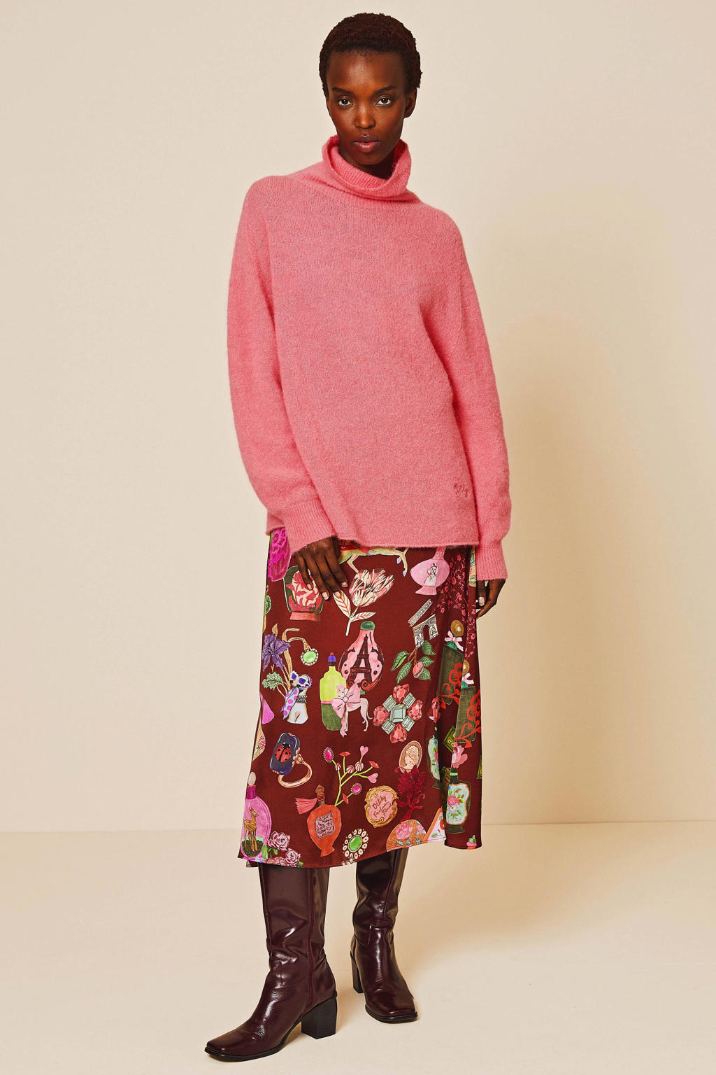 Oilily alpaca gebreide trui met wol - roze
