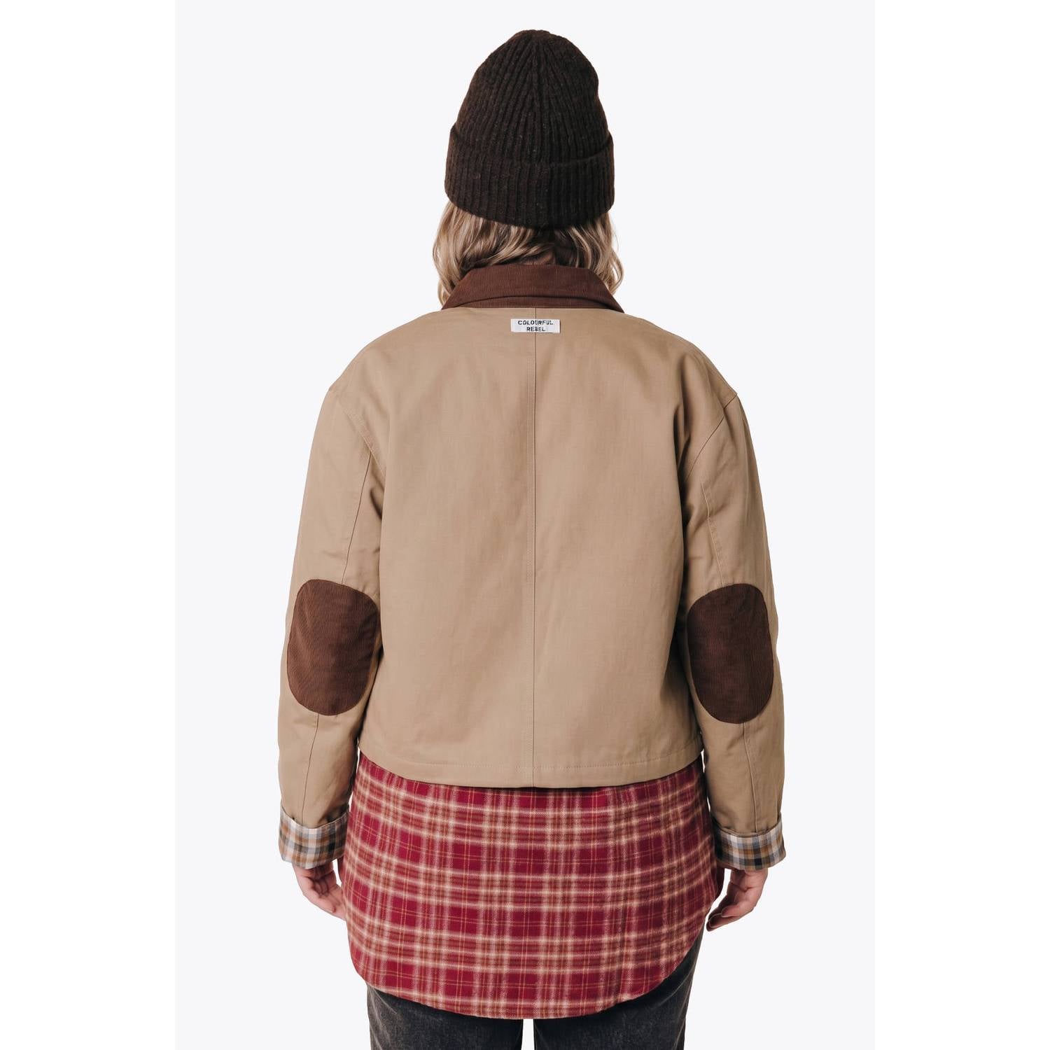Colourful Rebel Curve jas met patches camel