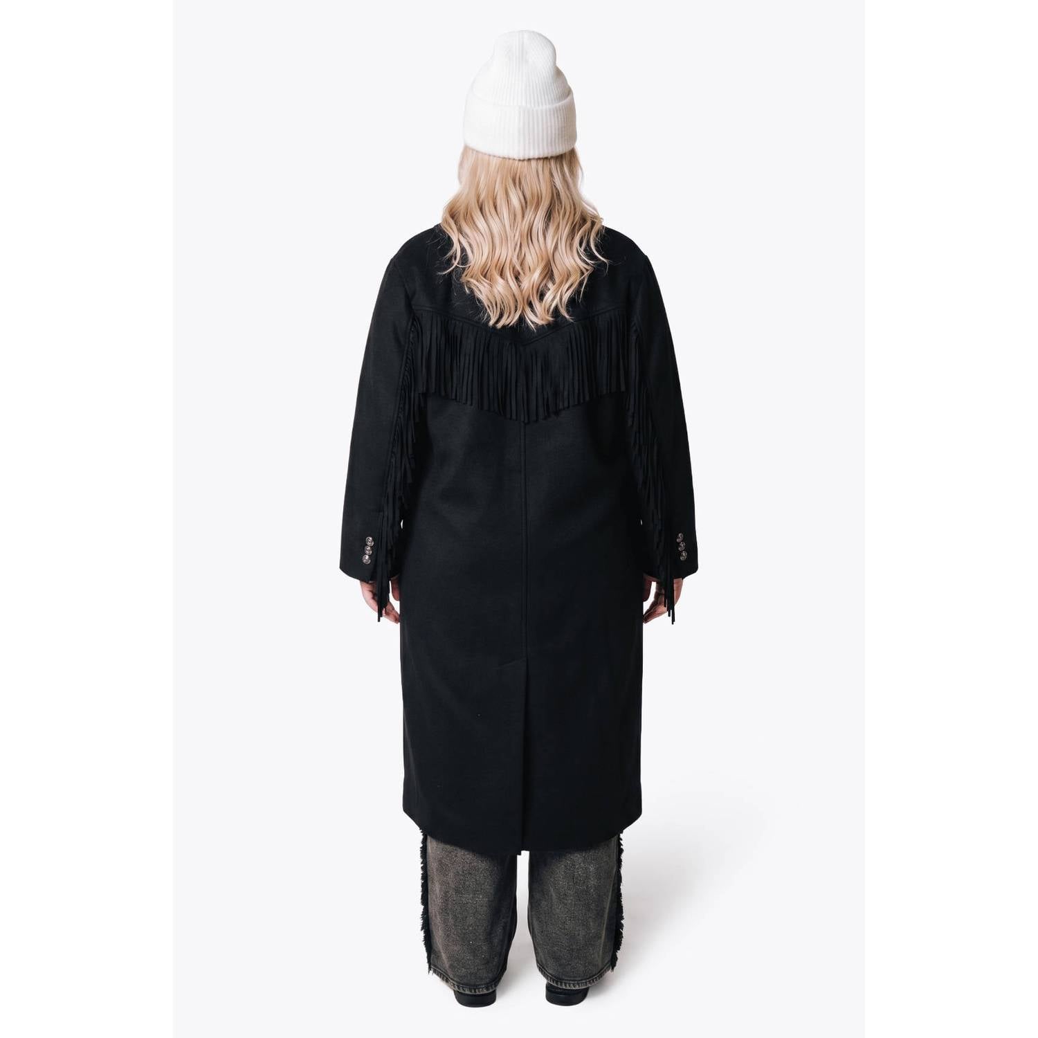 Colourful Rebel Curve Plus Size wollen wintermantel zwart