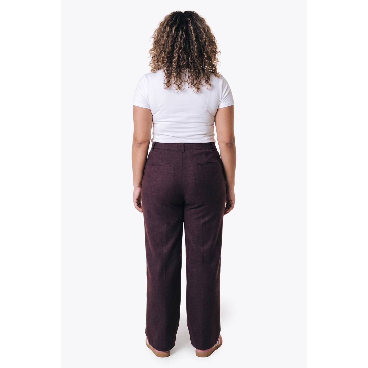 Colourful Rebel Curve wollen straight leg broek donkerrood