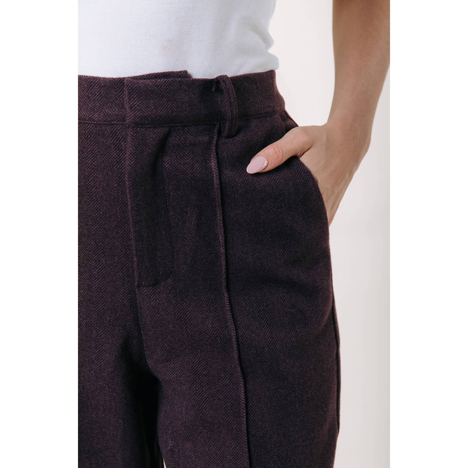 Colourful Rebel Curve wollen straight leg broek donkerrood