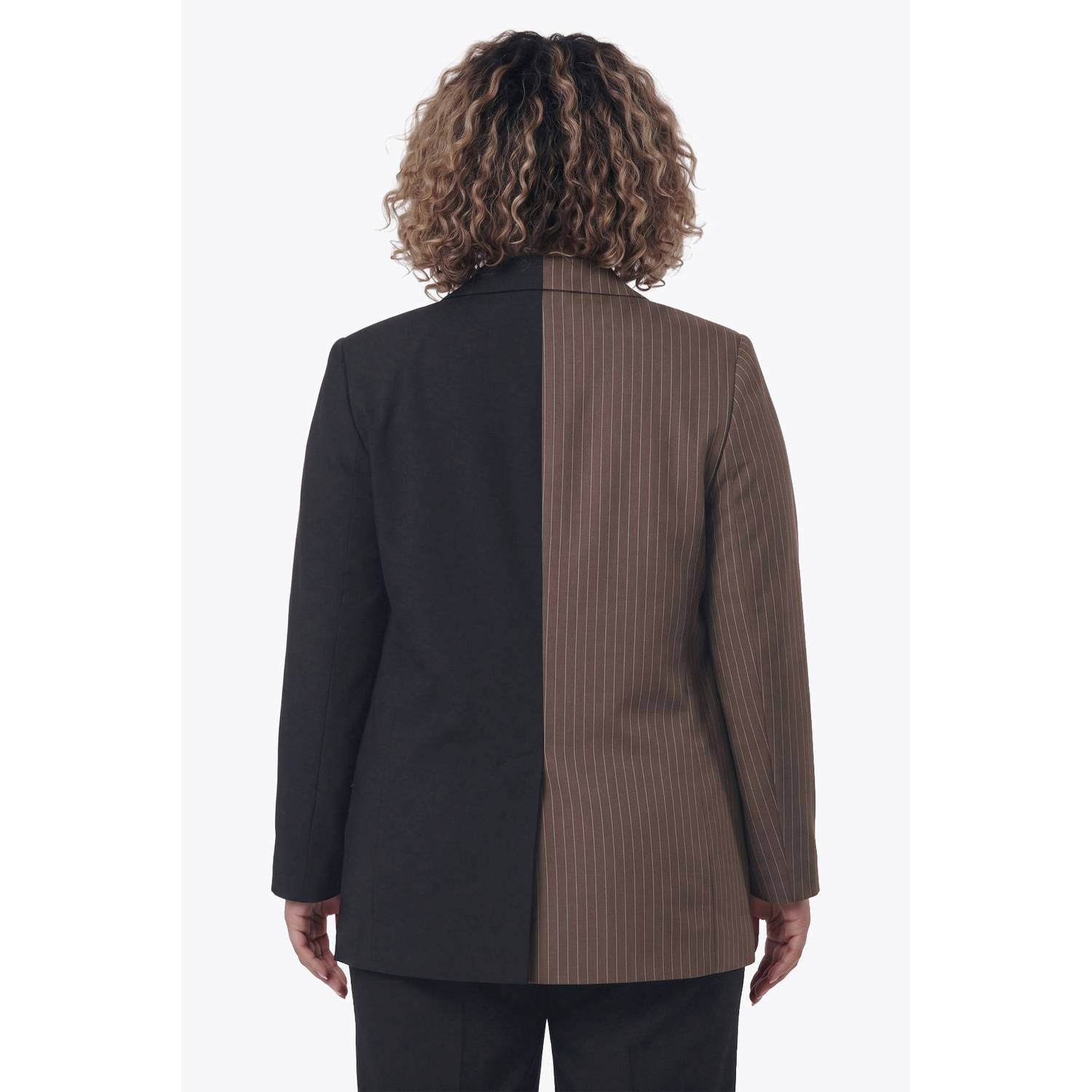 Colourful Rebel Curve blazer met krijtstreep bruin zwart