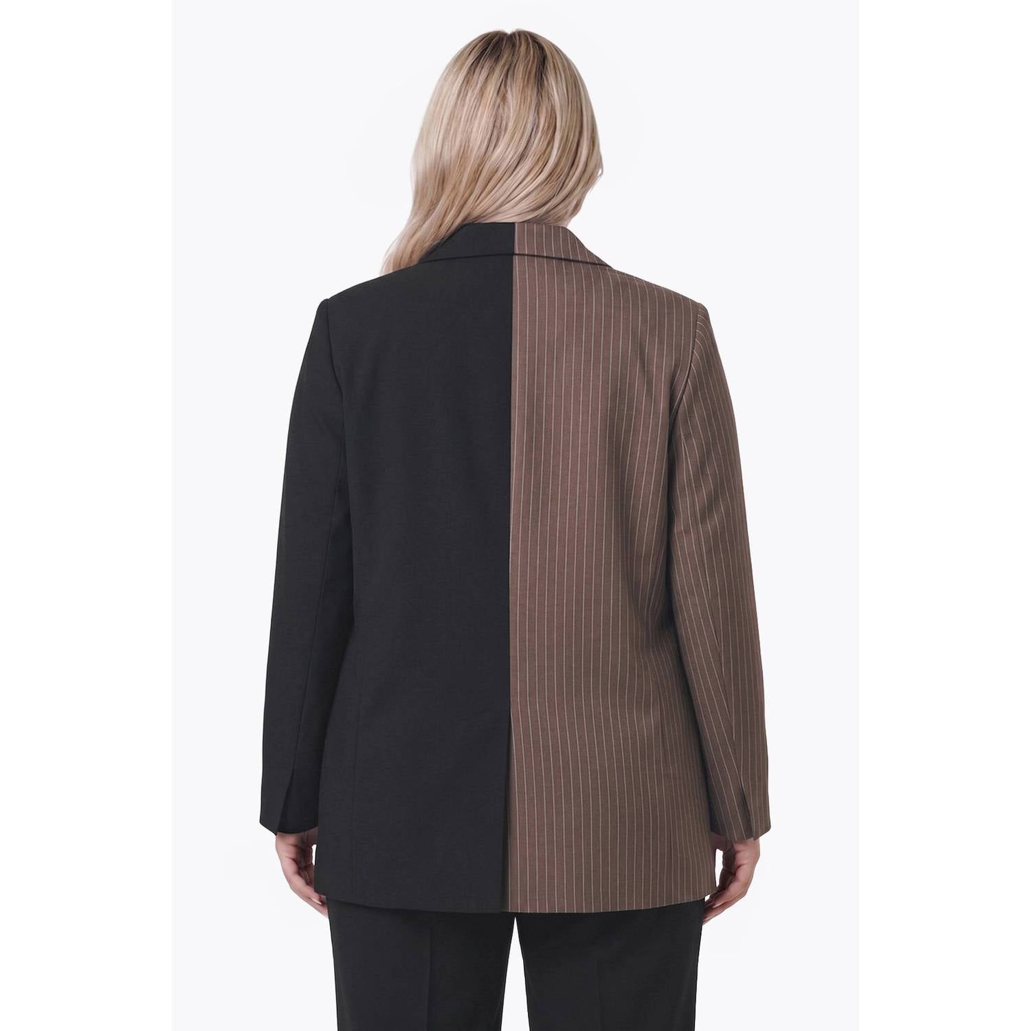 Colourful Rebel Curve blazer met krijtstreep bruin zwart