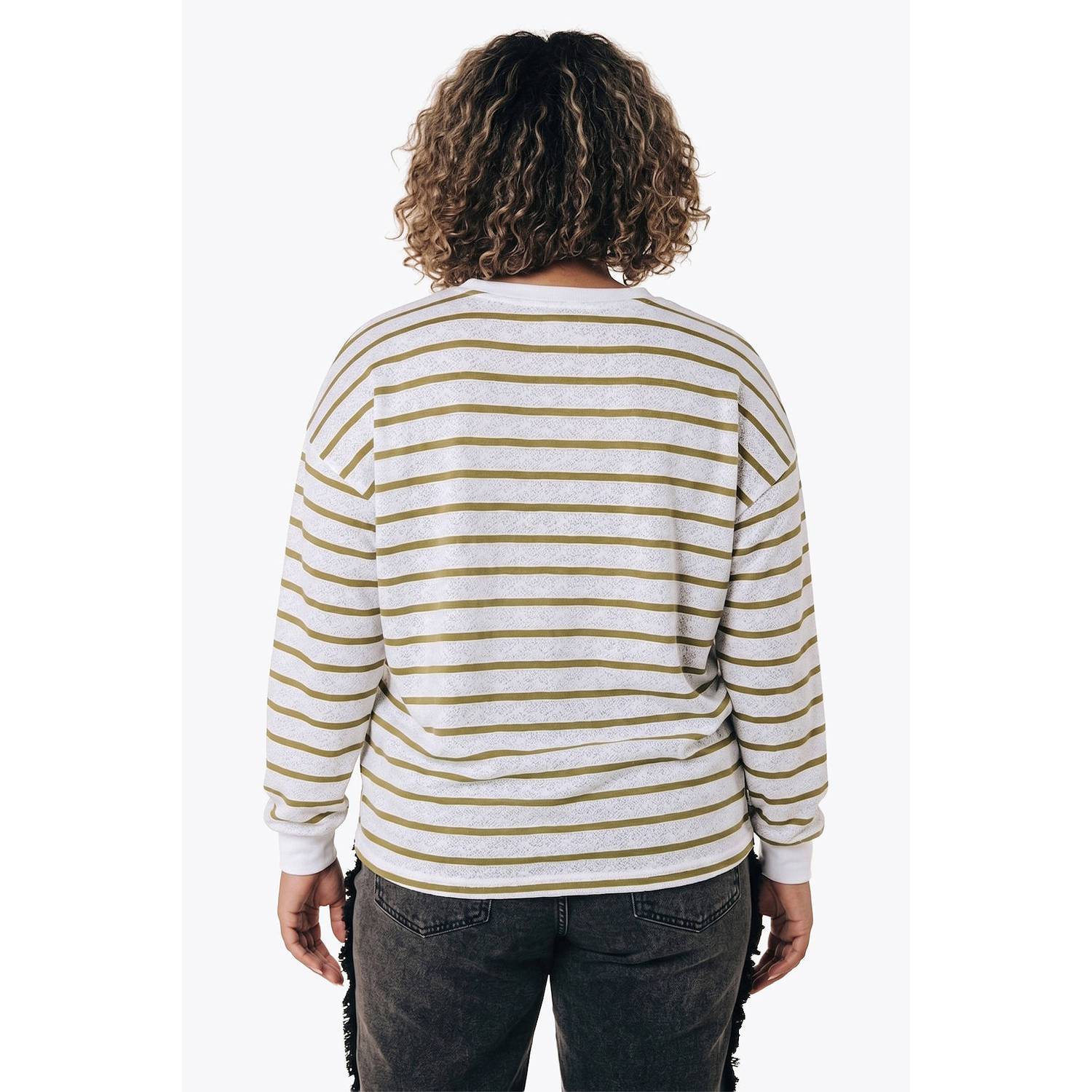 Colourful Rebel Curve kanten gestreepte top met tekst wit groen