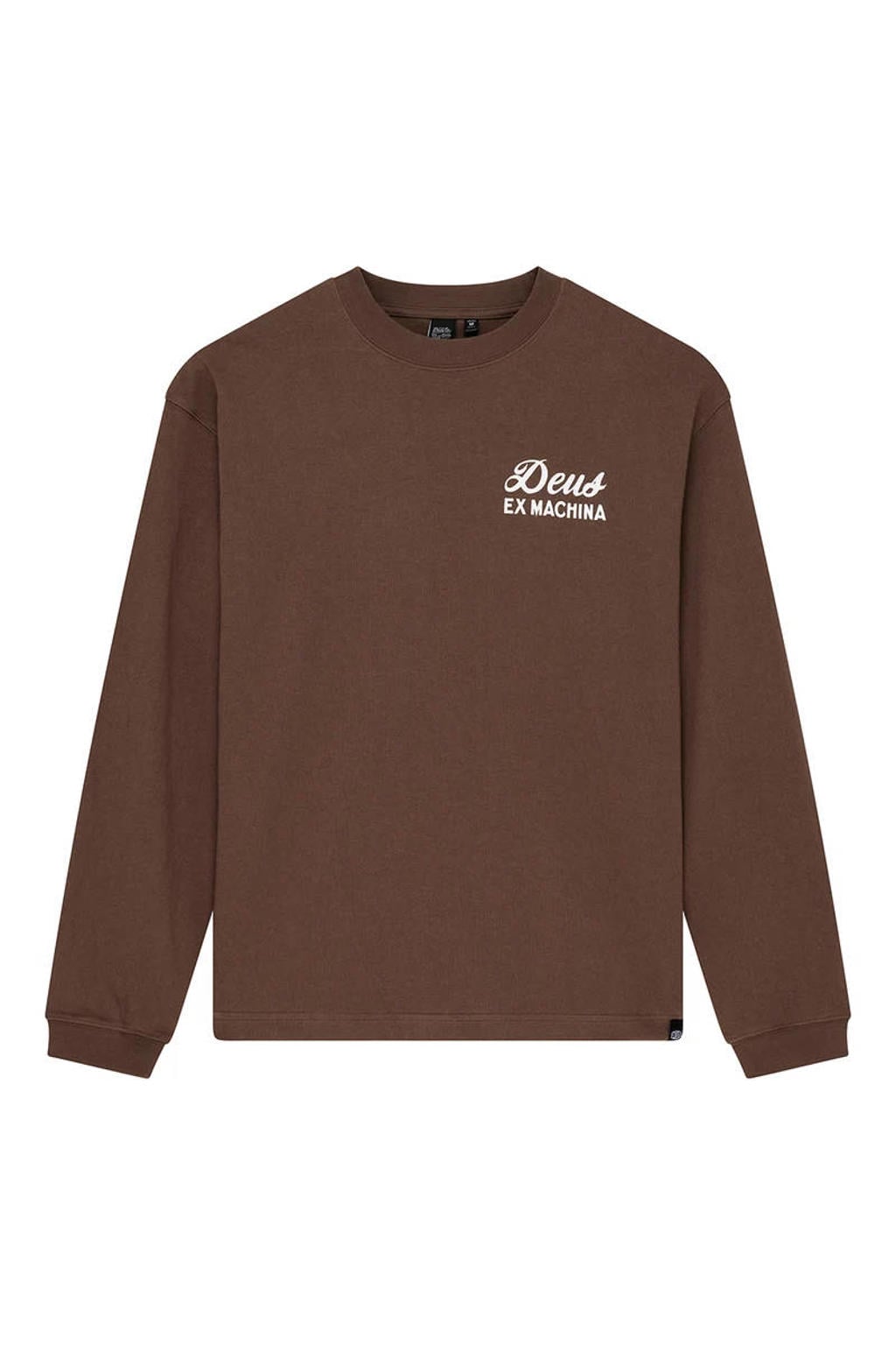 Bruine dames Deus Ex Machina van gerecycled katoen met printopdruk, lange mouwen en ronde hals