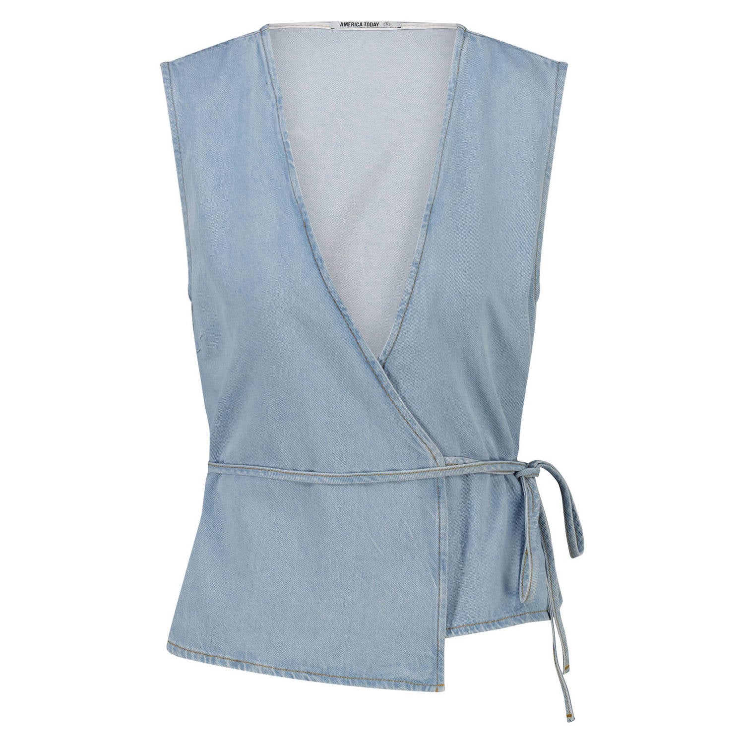America Today denim gilet lichtblauw