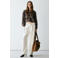 Mango geruite blousetop - bruin/ecru