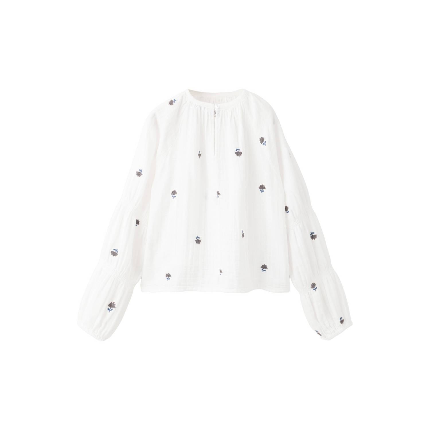 Mango Kids gebloemde blousetop met borduursels ecru