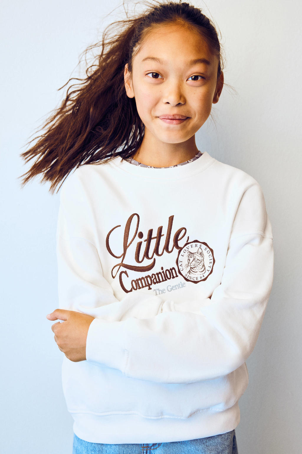Mango Kids sweater met print - naturel/wit