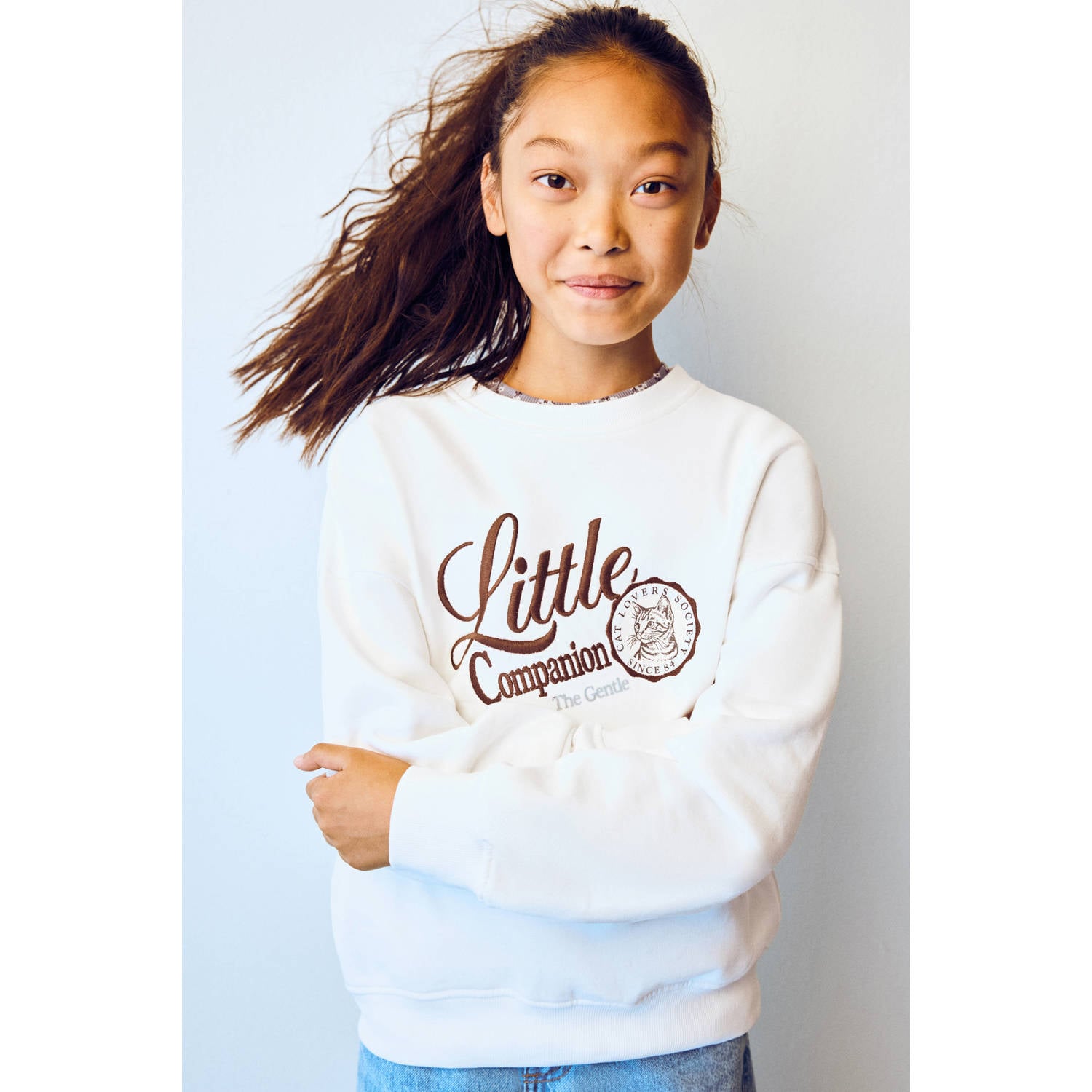 Mango Kids sweater met print naturel wit