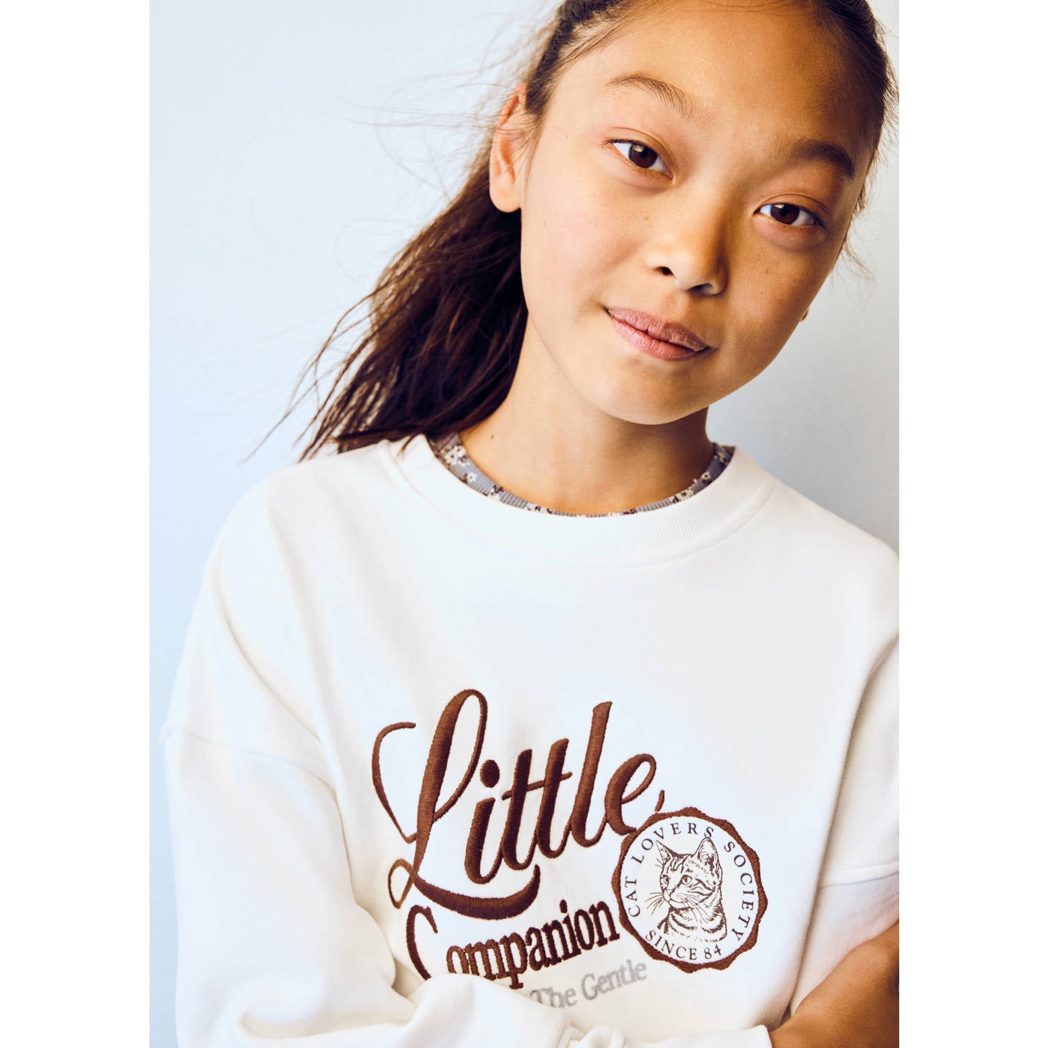 Mango Kids sweater met print naturel wit