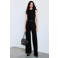 Mango jumpsuit met ceintuur - zwart