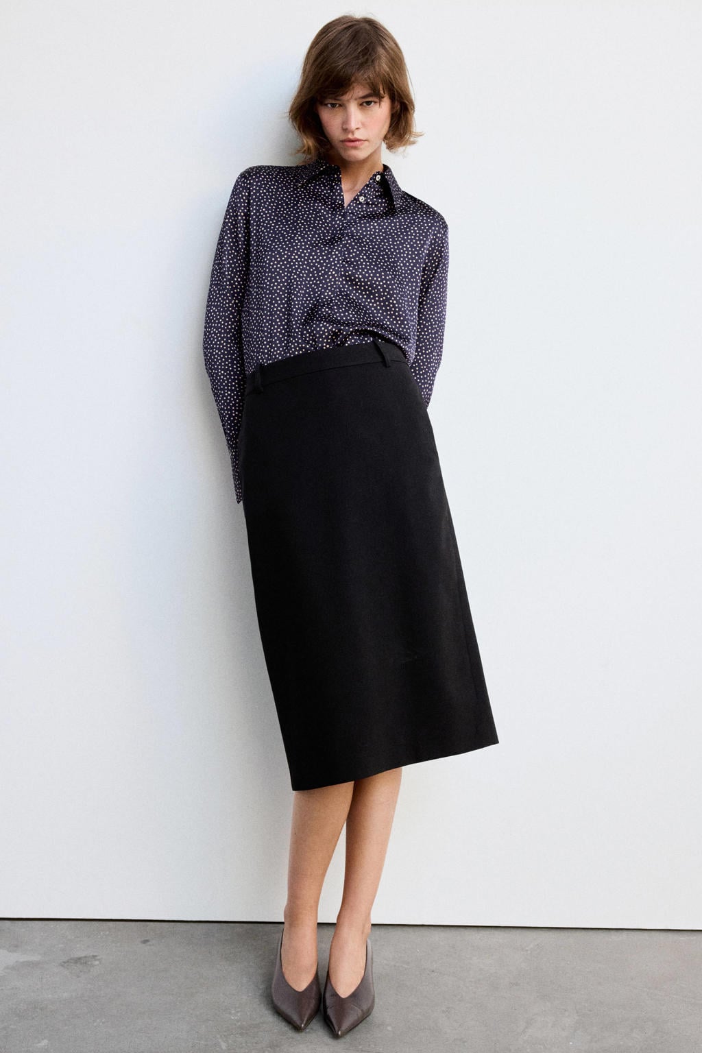 Mango blouse met stippen - donkerblauw