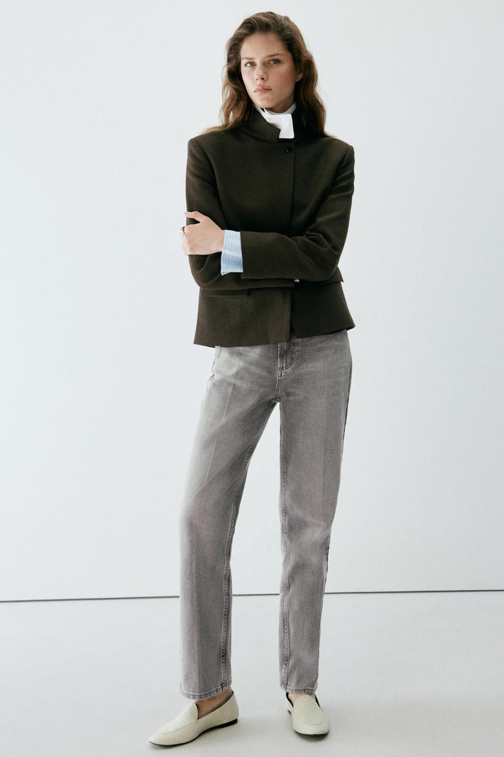 Mango regular waist straight leg jeans - grijs
