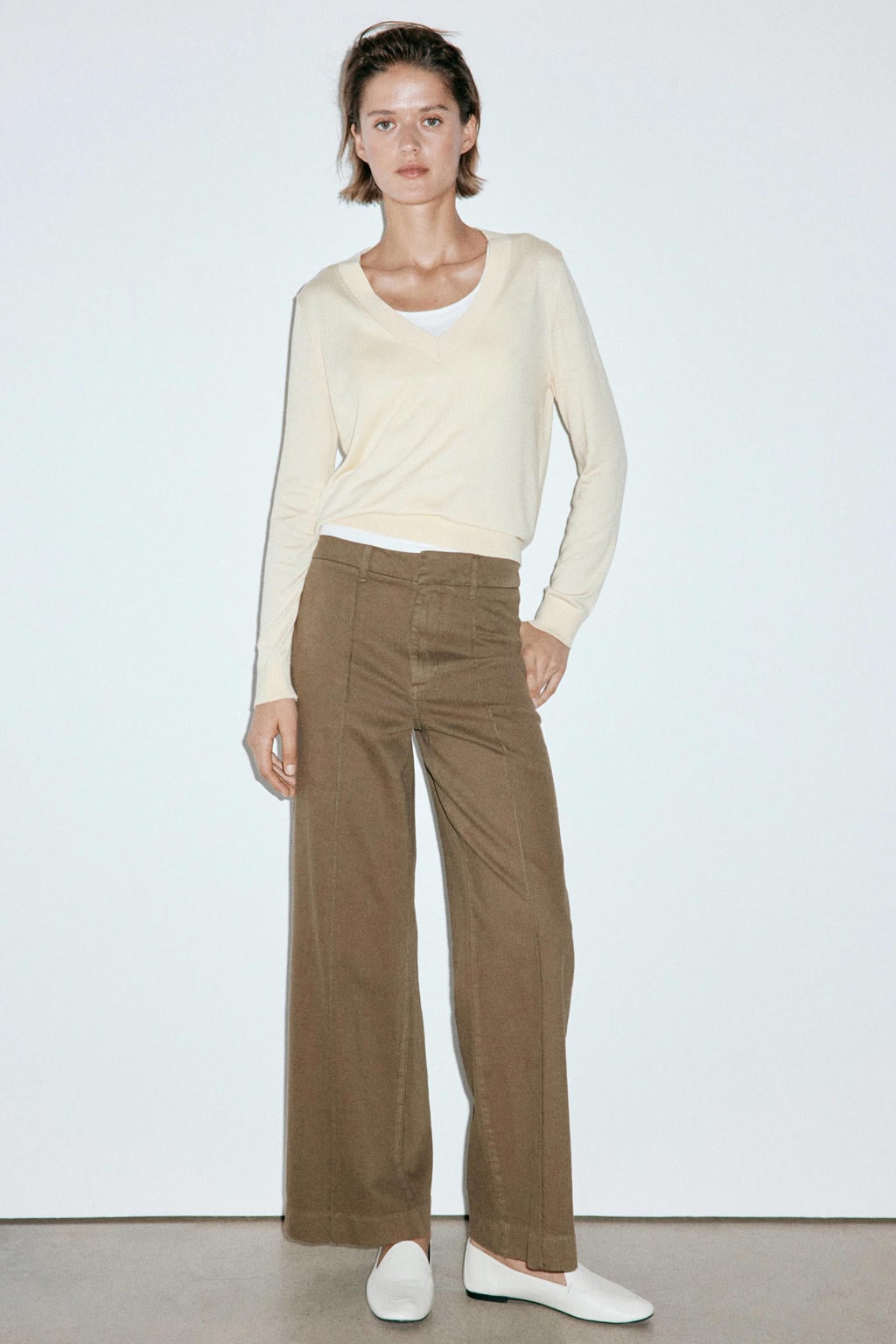 Mango wide leg jeans - kaki