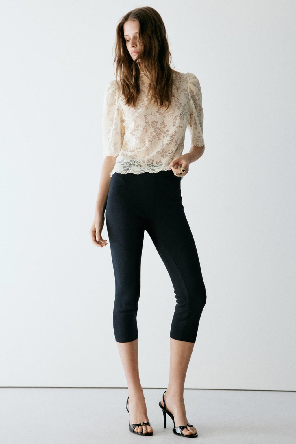 Mango kanten top - beige