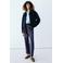 Mango gestreepte straight leg jeans - blauw/bruin