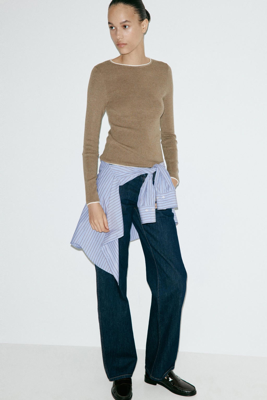 Mango pullover met wol - bruin