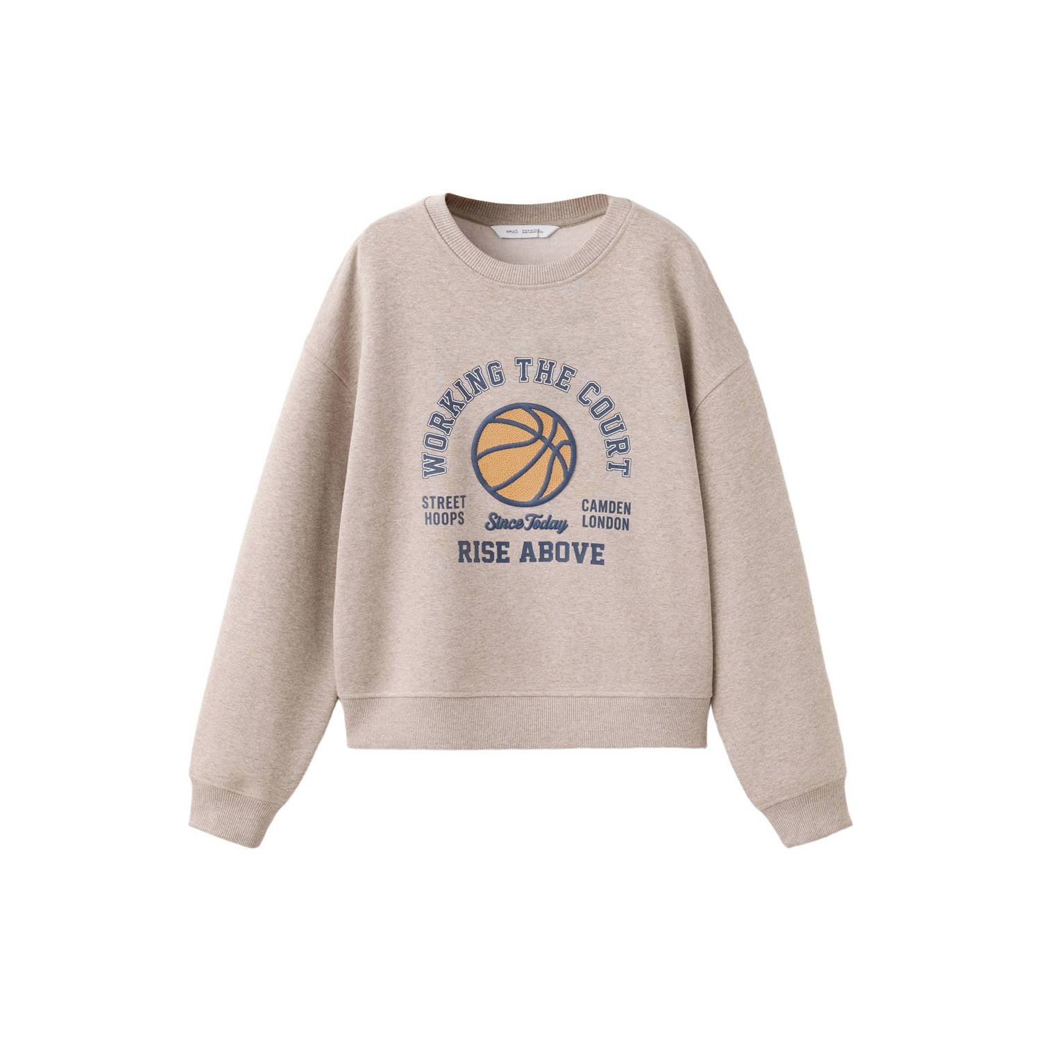 Mango Kids sweater met print lichtbruin