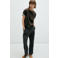 Mango wide leg geruite broek - grijs