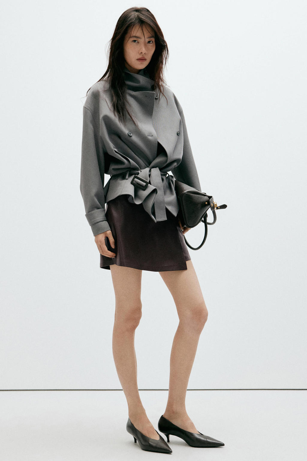 Mango imitatieleren skort - bruin