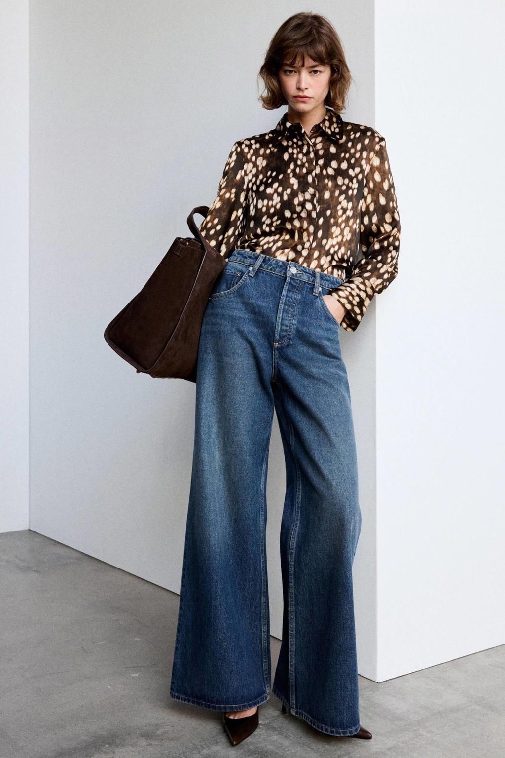 Mango blouse met print - bruin