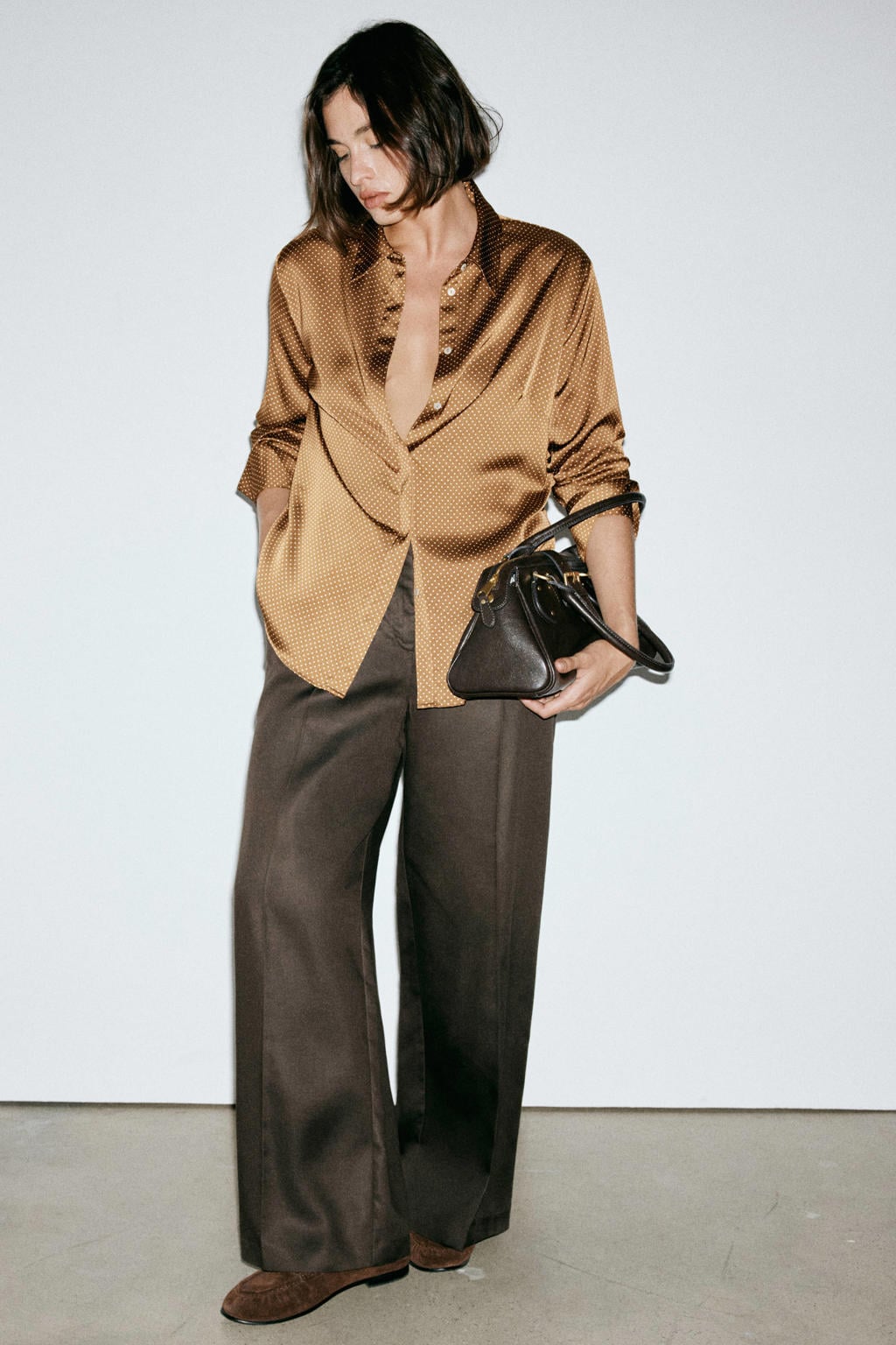 Mango blouse met stippen - bruin