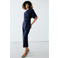 Mango midi jurk met split - donkerblauw