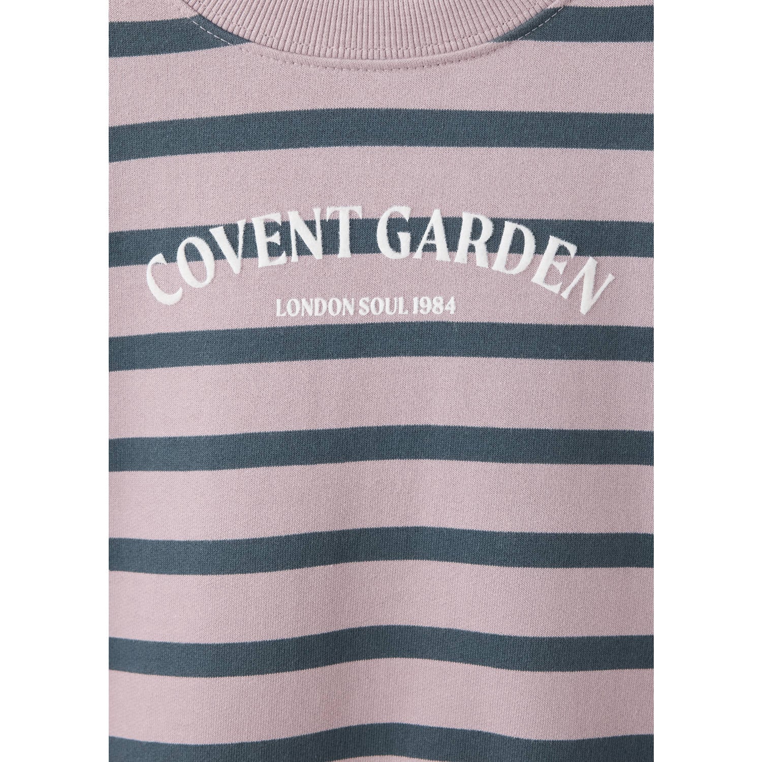 Mango Kids gestreepte sweater met tekst lila