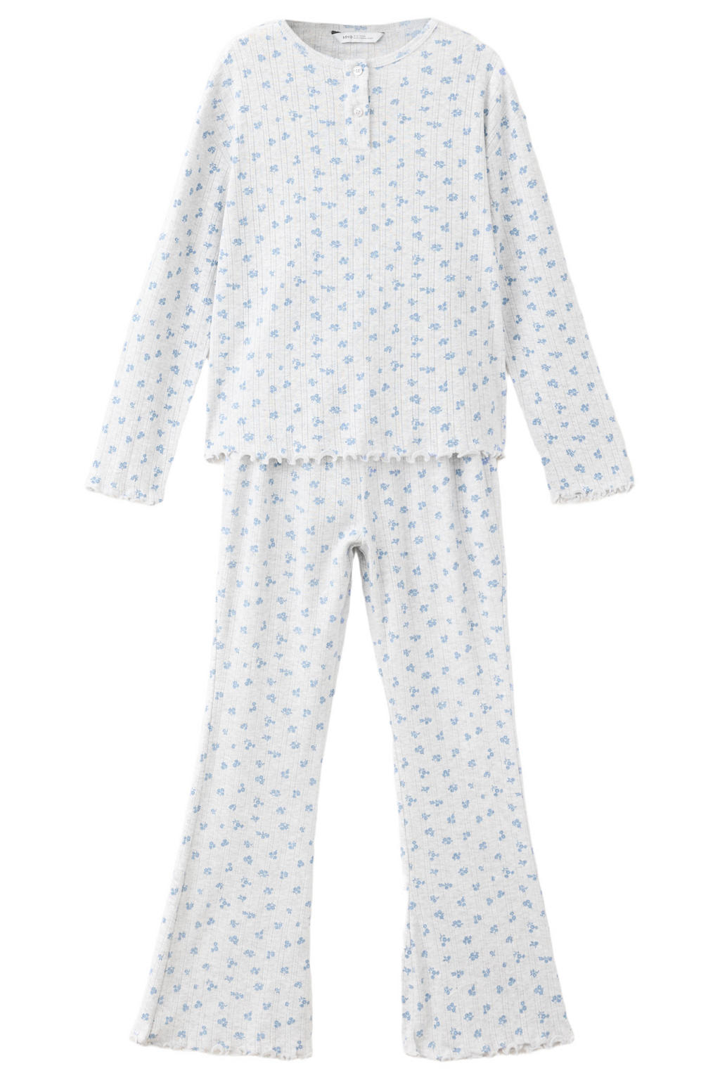 Mango Kids gebloemde pyjama - pastelgrijs/blauw