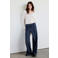 Mango denim regular waist wide leg broek - donkerblauw