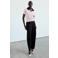 Mango barrel broek met krijtstreep - donkerblauw