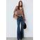 Mango top met dierenprint - bruin/ecru