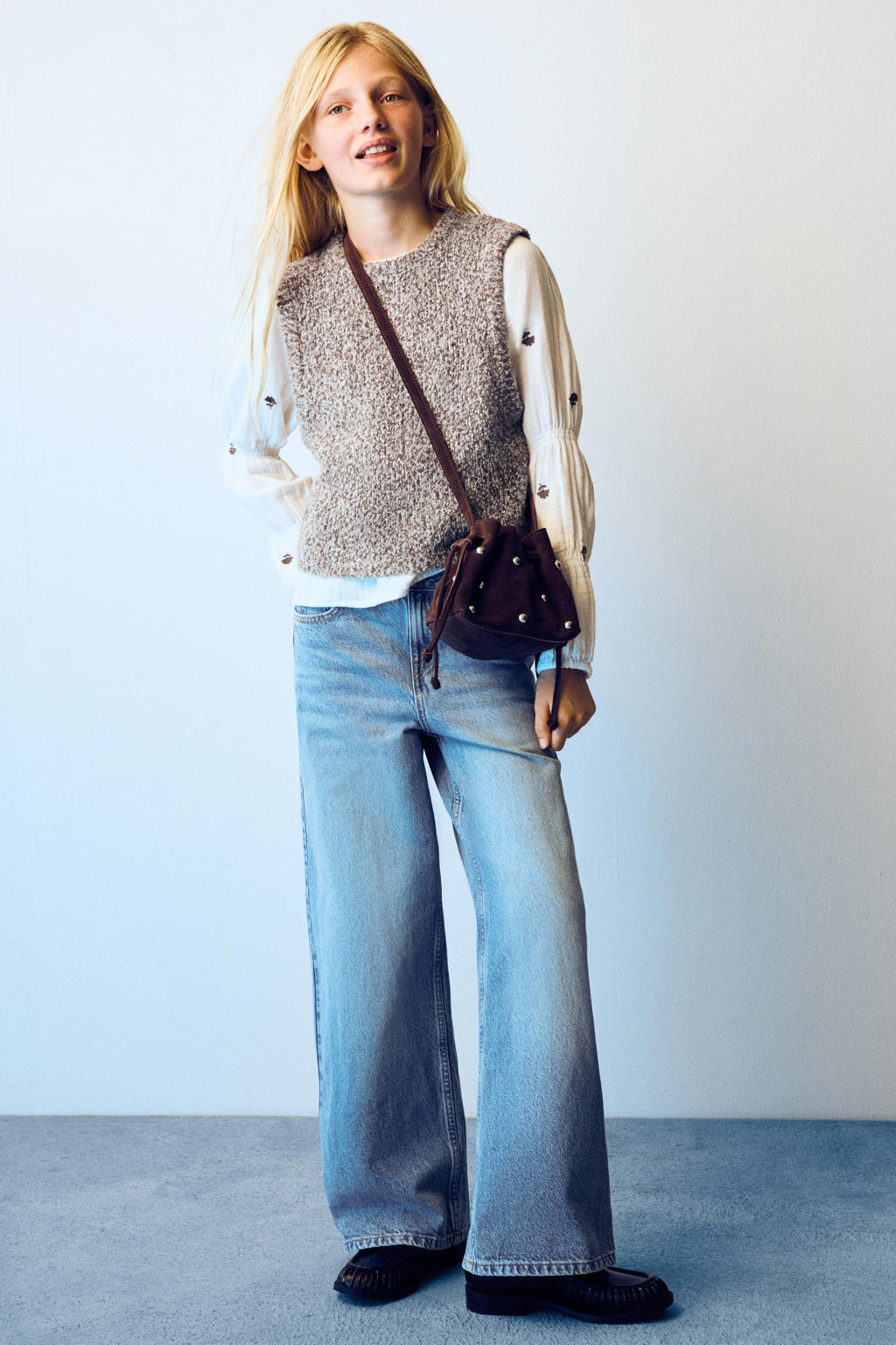 Mango Kids gemêleerde spencer - bruin