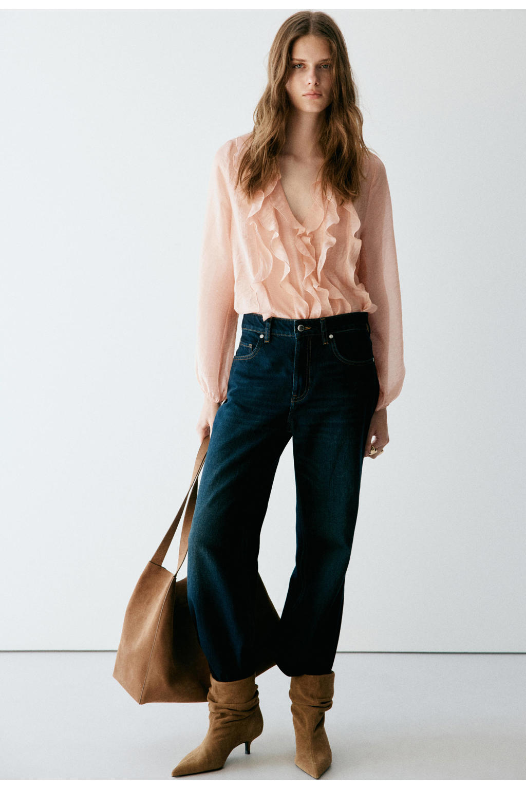 Mango blouse met ruches - pastelroze