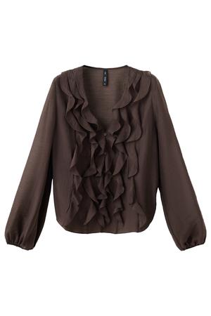 blouse met ruches - bruin