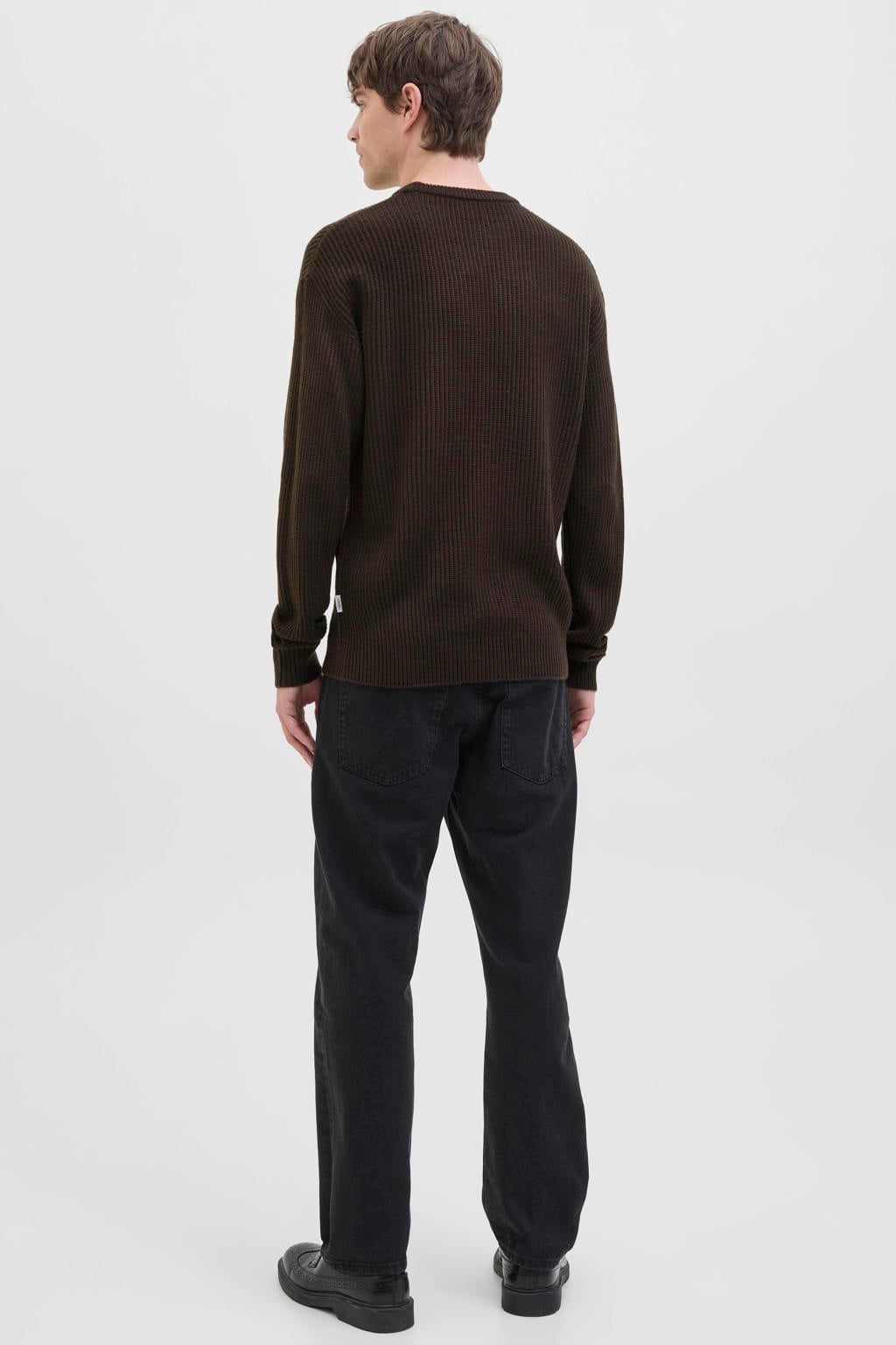 JJ REBEL relaxed fit gebreide trui - donkerbruin