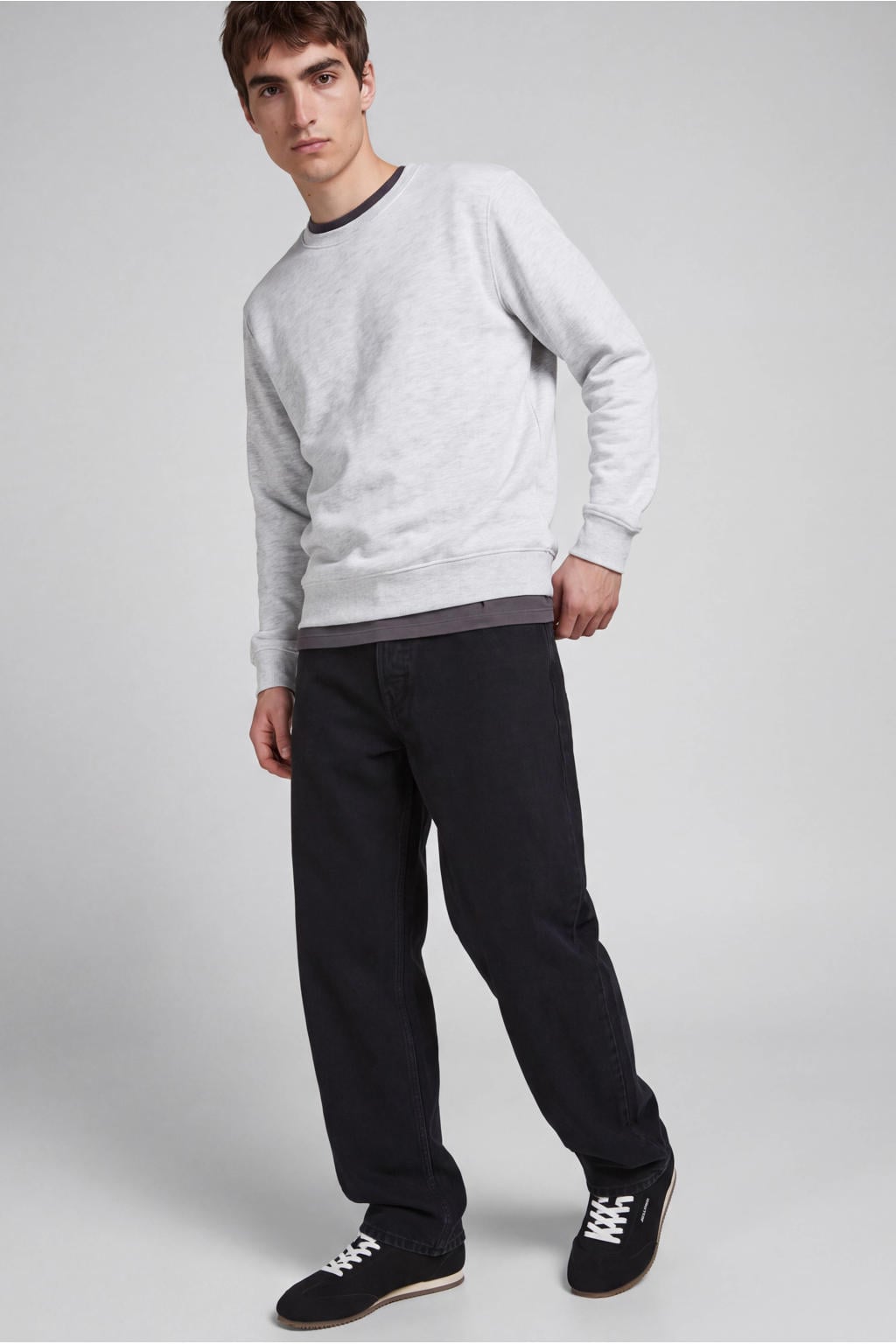 JJ REBEL relaxed fit trui - lichtgrijs