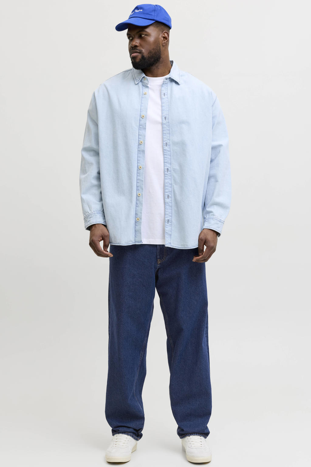 JACK & JONES PLUS SIZE JJICHRIS JJORGINAL loose fit jeans - blauw