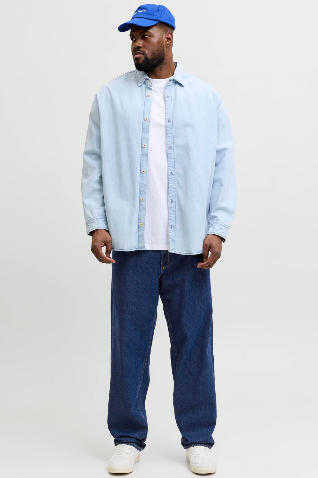 JACK & JONES PLUS SIZE JJICHRIS JJORGINAL loose fit jeans - blauw