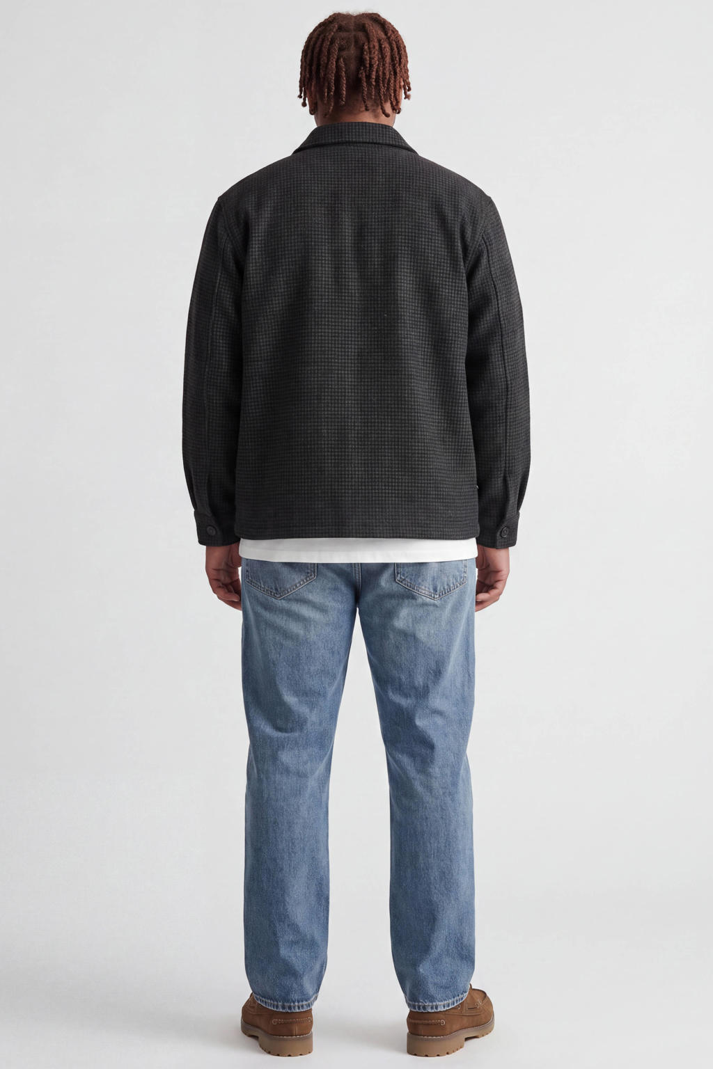 JACK & JONES PLUS SIZE regular fit geruit overshirt - zwart