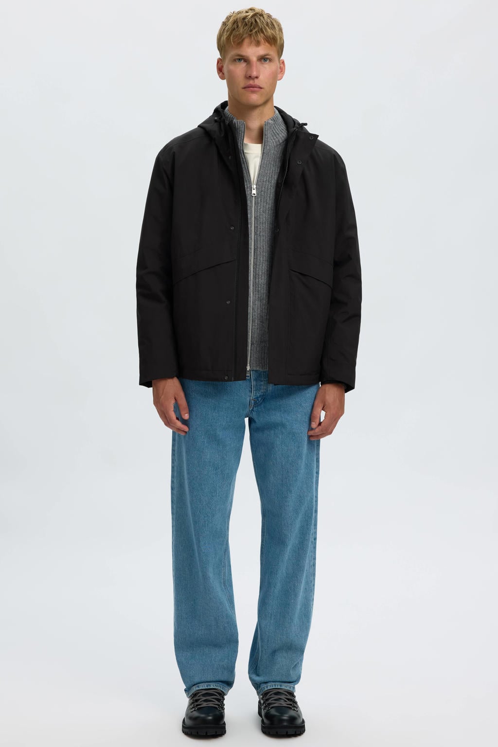 Selected parka - zwart