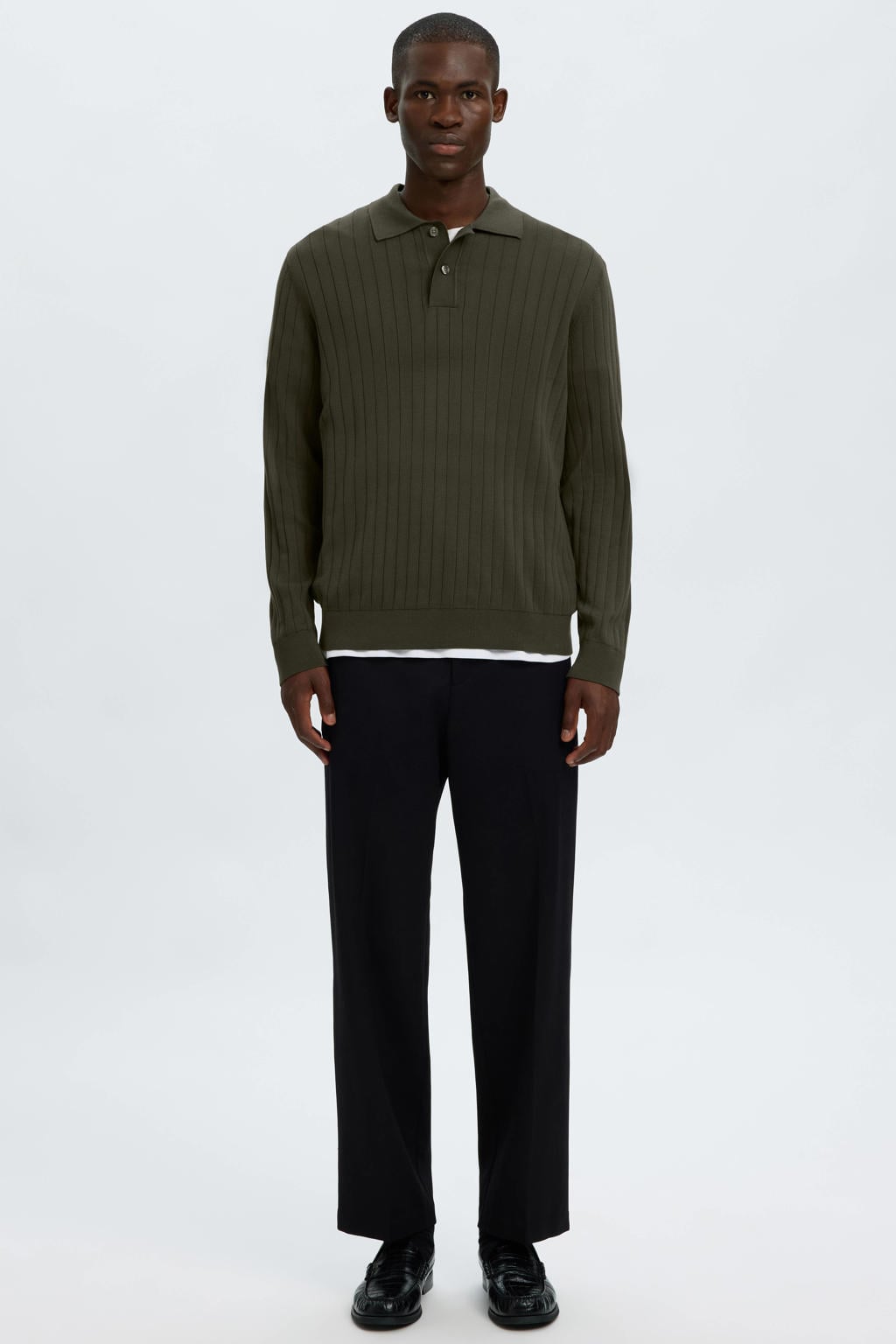 Selected katoenen regular fit gebreide trui - forest night