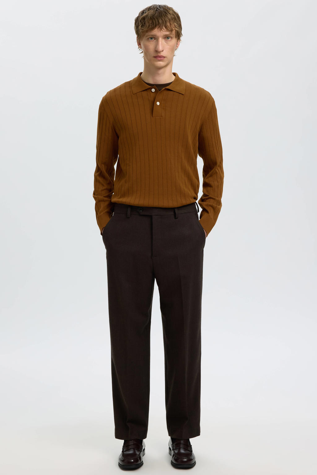 Selected katoenen gebreide regular fit trui - monks robe