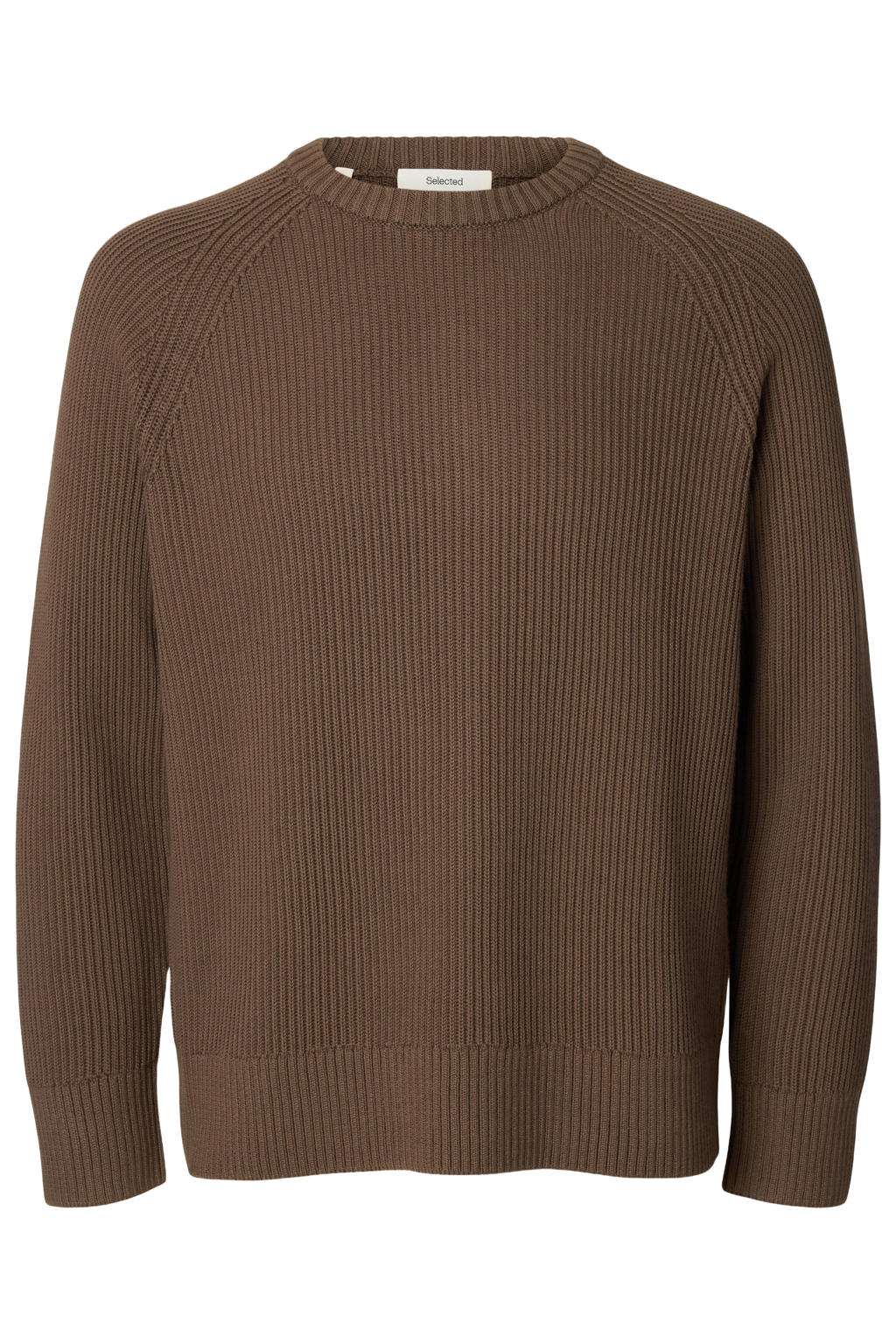 Selected relaxed fit gebreide trui - bruin