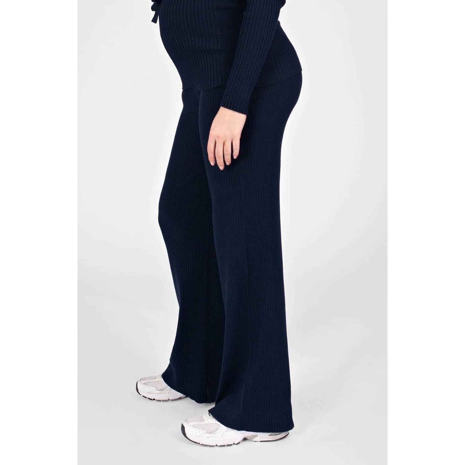 LOVE2WAIT wide leg zwangerschapsbroek marineblauw